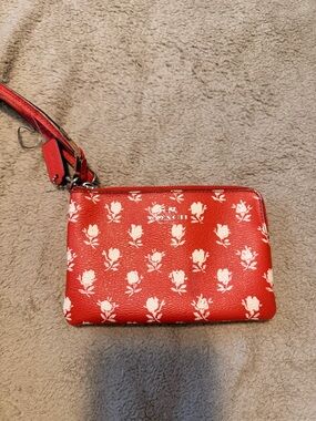 Coach Red Floral Wristlet